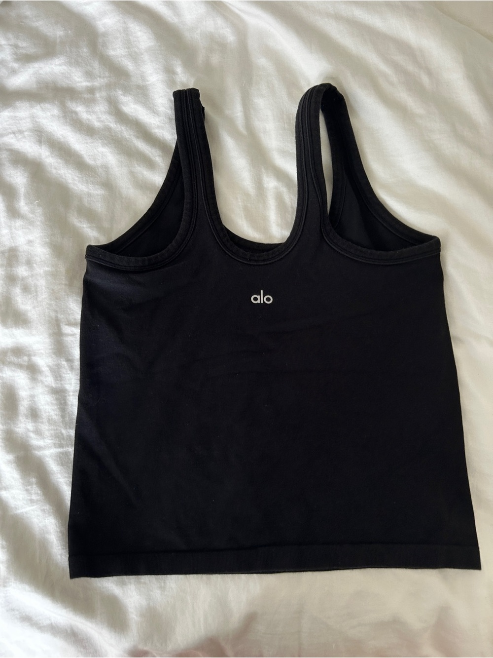 ALO Yoga Black Scoop Tank with Center Logo